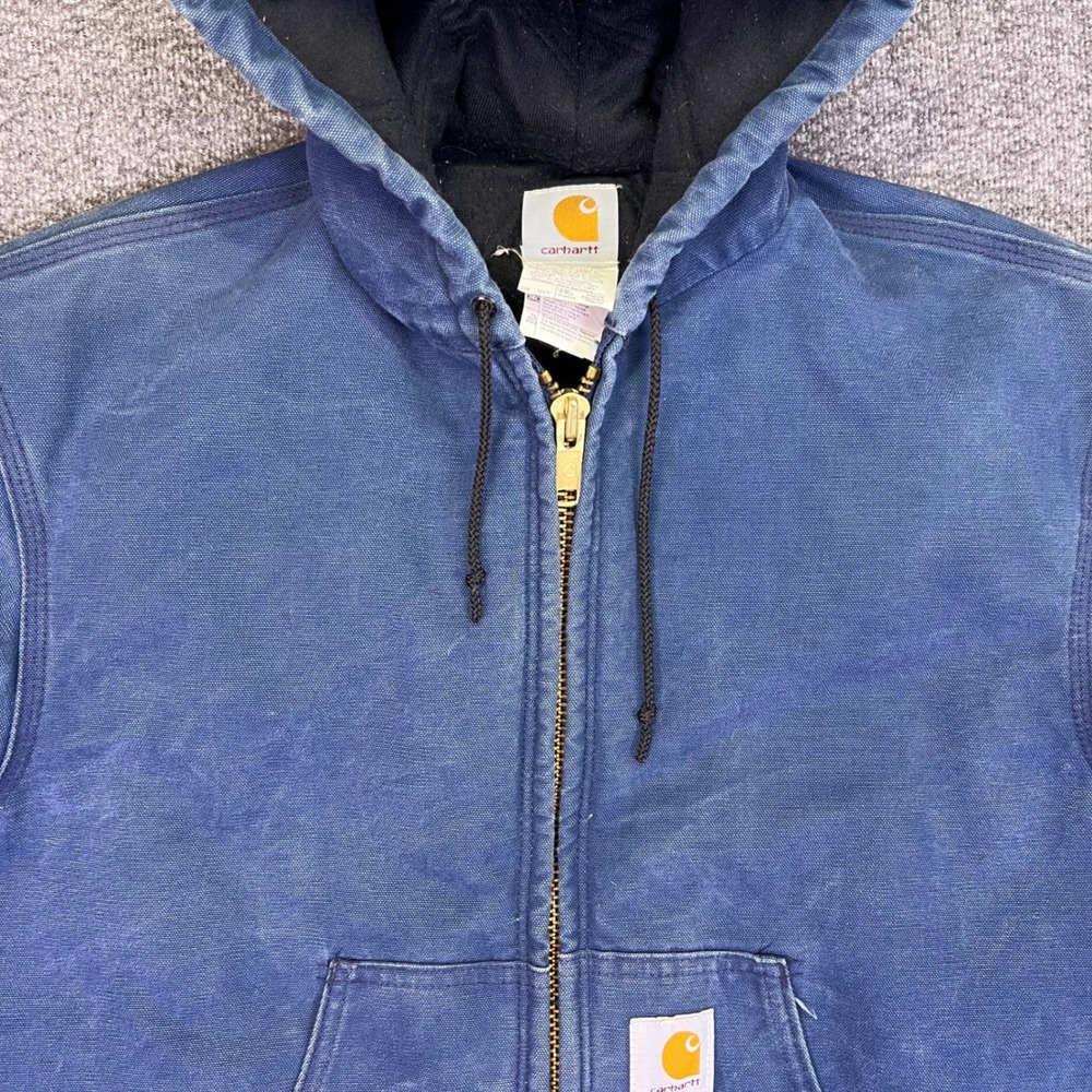 Carhartt J04 NVY Coat Mens L Navy Blue Workwear Vintage Thermal Hooded Canvas - Picture 9 of 16